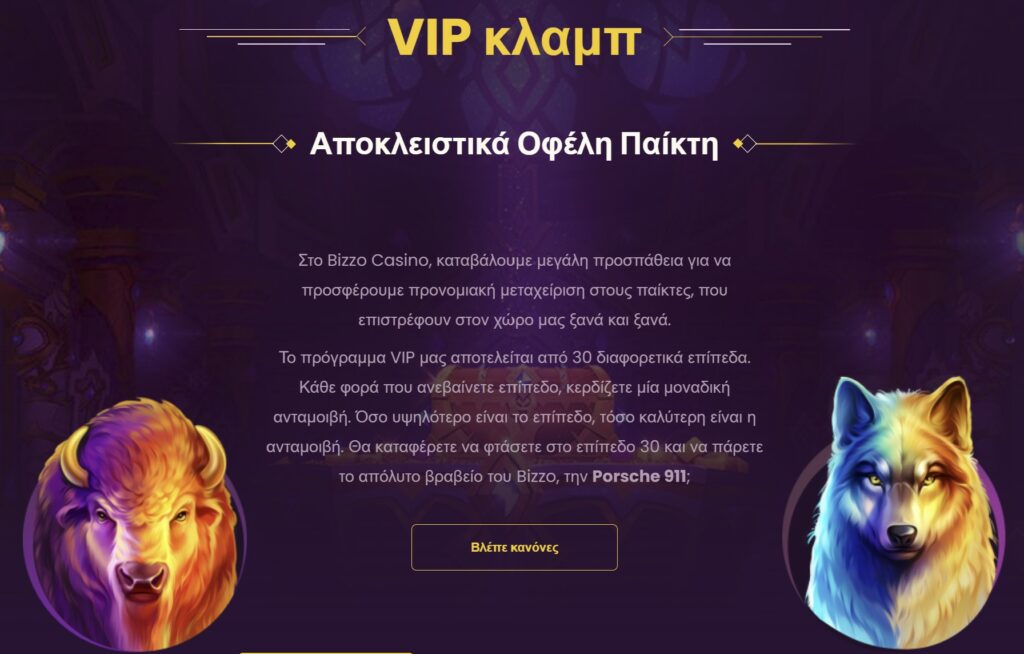 Προεπισκόπηση του προγράμματος VIP του καζίνο Bizzo